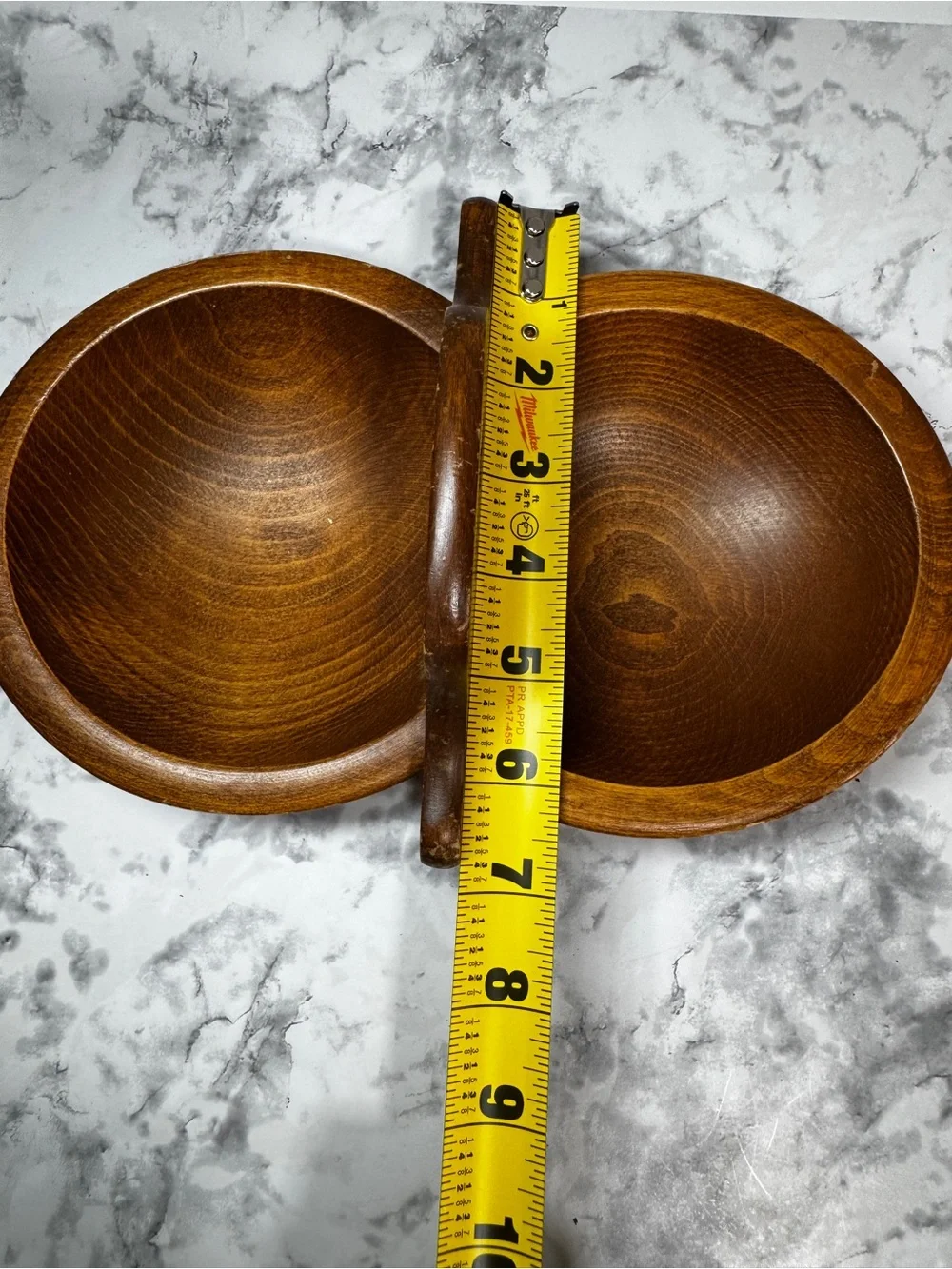 Lot of 2 Monkey Pod Light/Dark Wood Serving Bowls Tray
